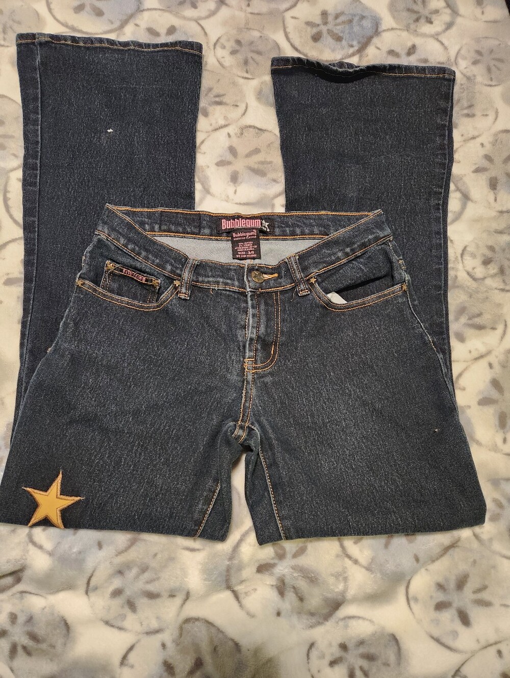 Bubblegum Star Appliqué Dark Blue Women's Jeans